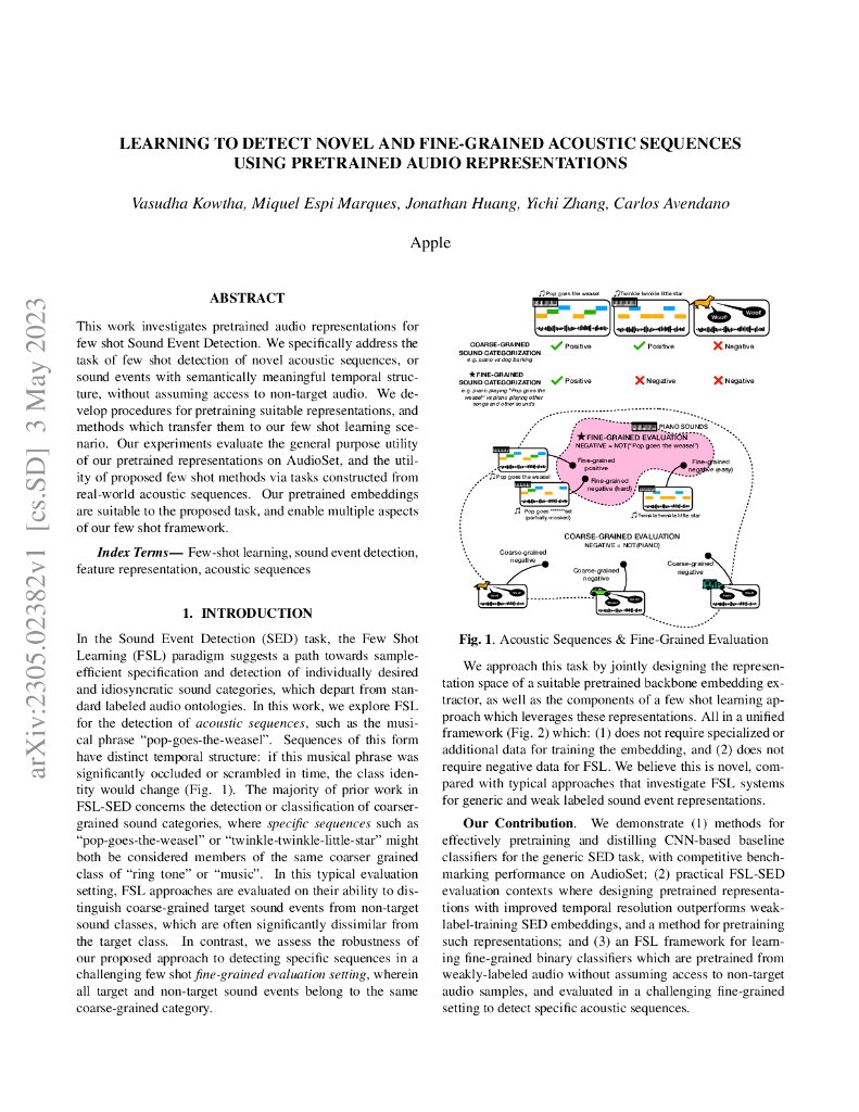 使用预训练音频表征学习检测新颖和细粒度声学序列（英文版）