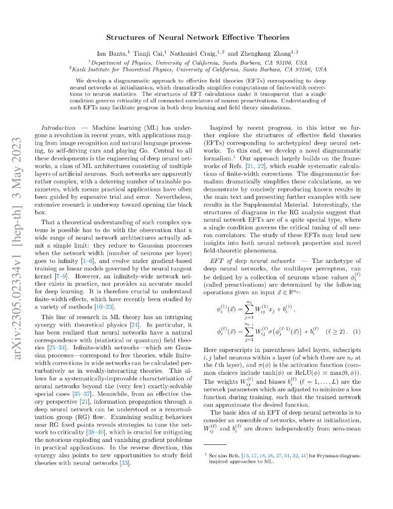 神经网络有效理论的结构（英文版）