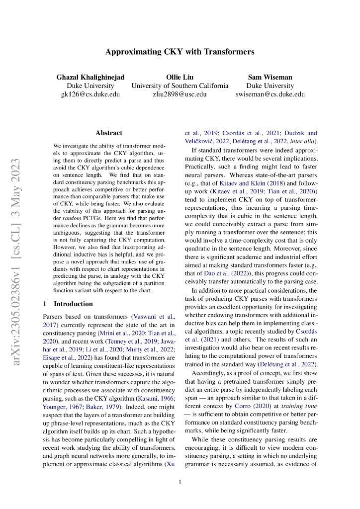 用 Transformer 近似实现 CKY（英文版）