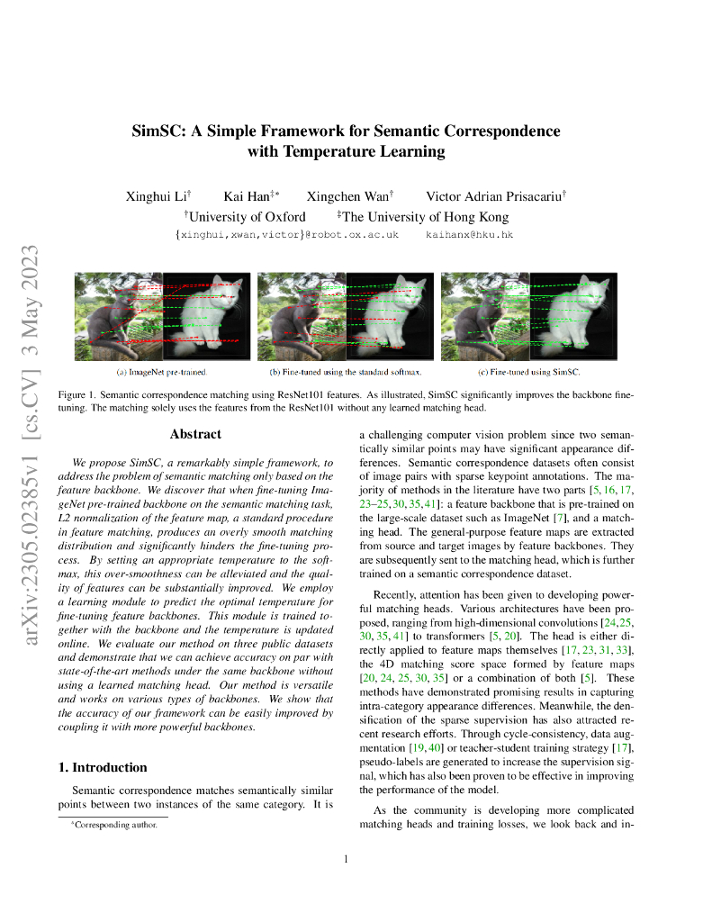 SimSC：基于温度学习的语义对应简易框架（英文版）