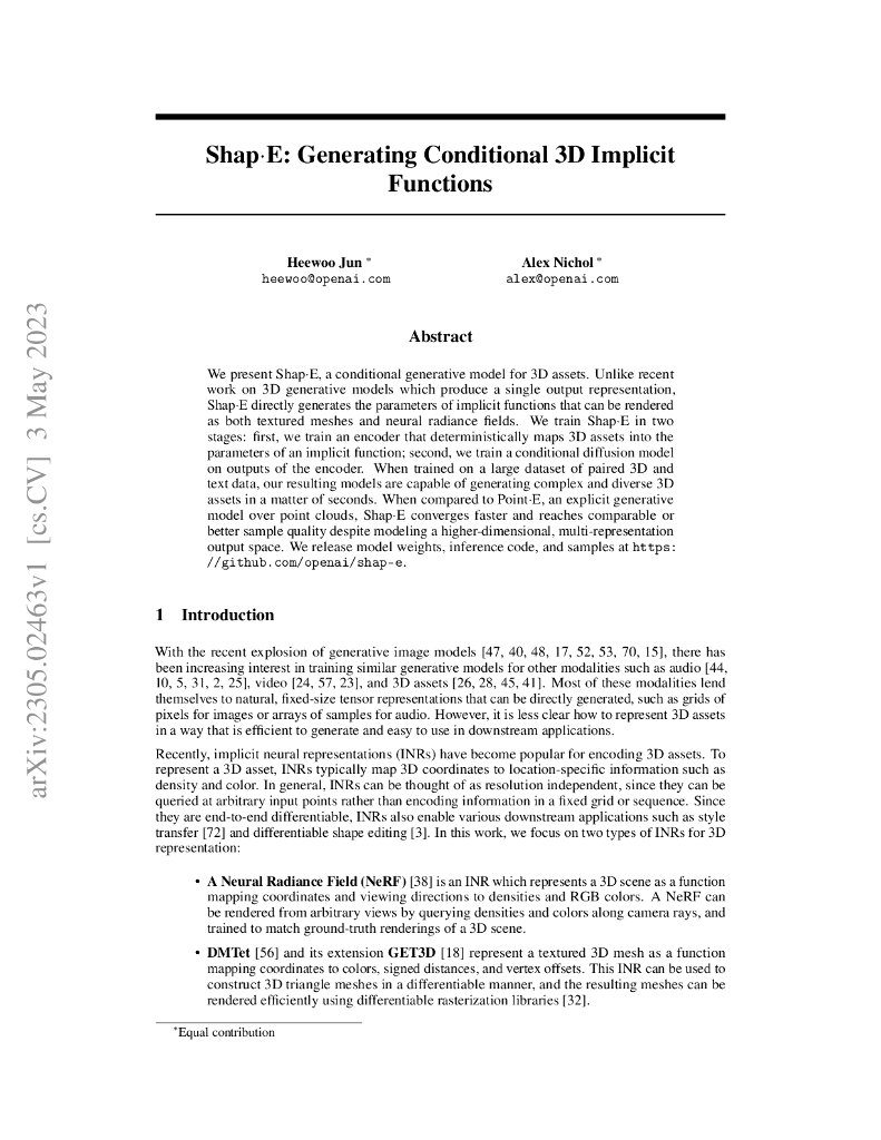 Shap-E:生成有条件三维隐式函数（英文版）