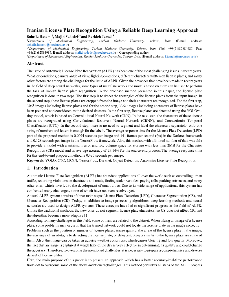 一种可靠的深度学习方法用于伊朗车牌识别（英文版）