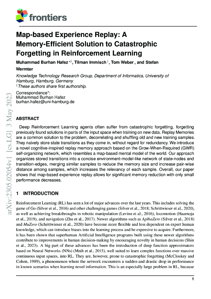 基于地图的经验回放：强化学习中灾难性遗忘的一种内存高效解决方案（英文版）