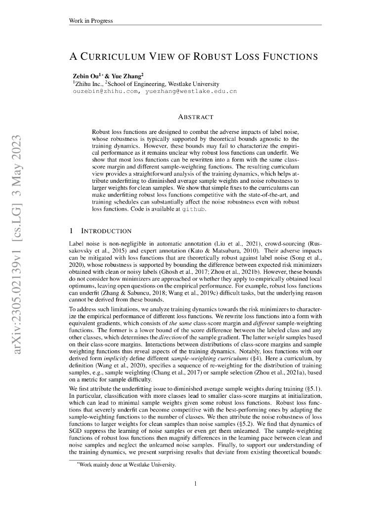 稳健损失函数的课程视角（英文版）