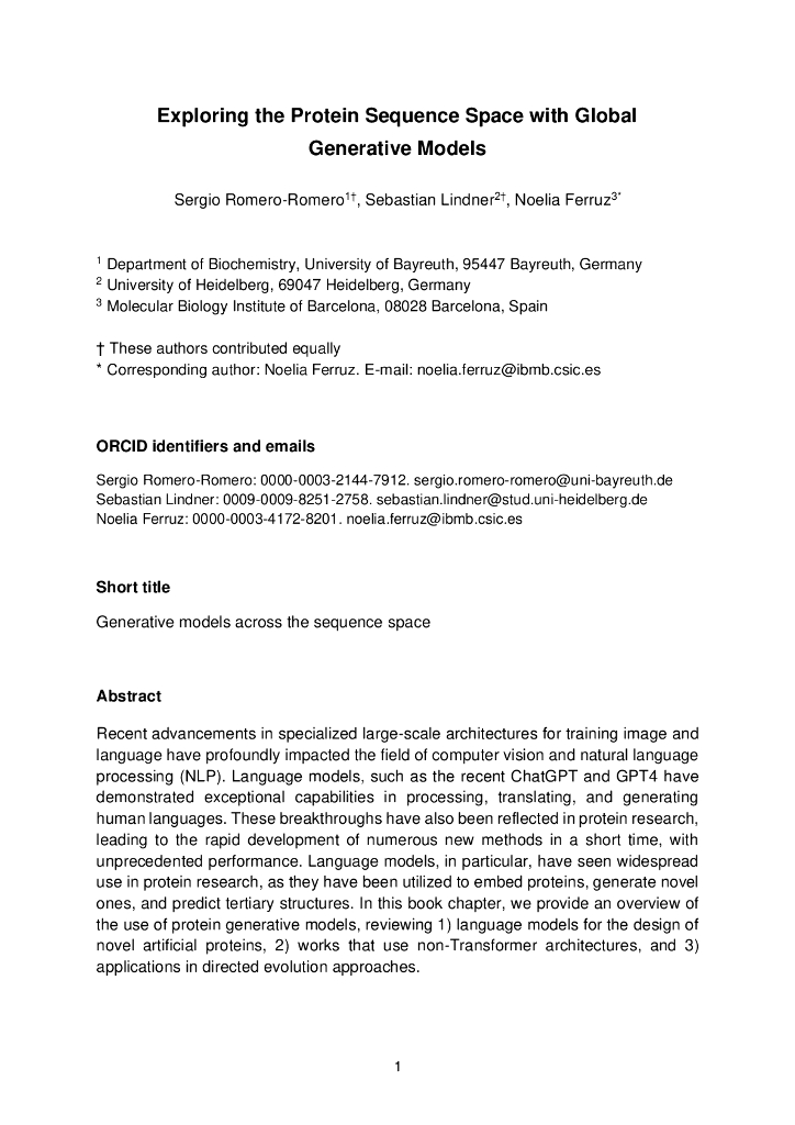 利用全局生成模型探索蛋白质序列空间（英文版）