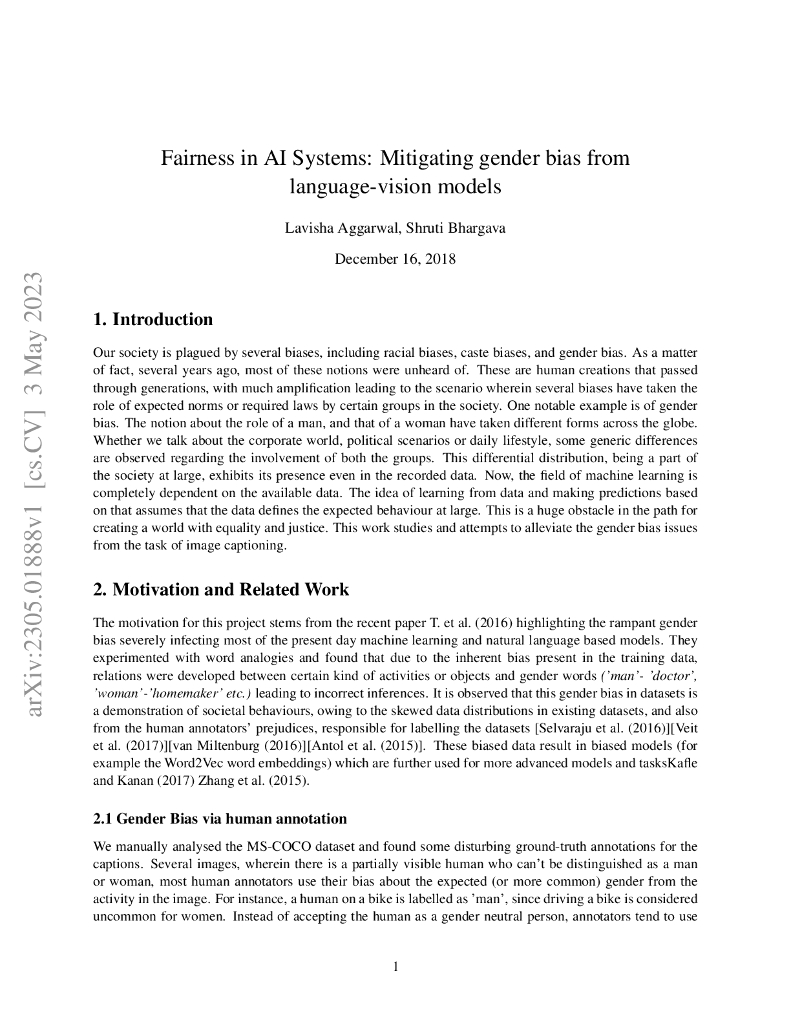 AI 系统公平性：缓解语言视觉模型中的性别偏见（英文版）