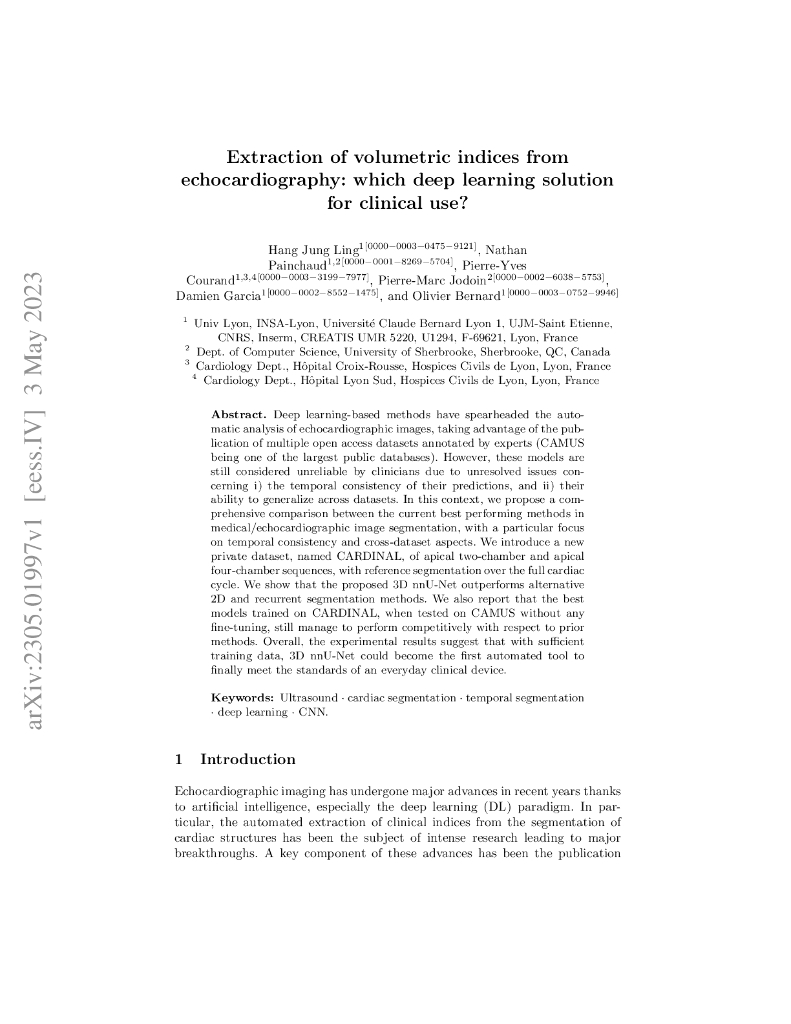 心脏超声成像中容积指数的提取：哪种深度学习方法适用于临床应用？（英文版）