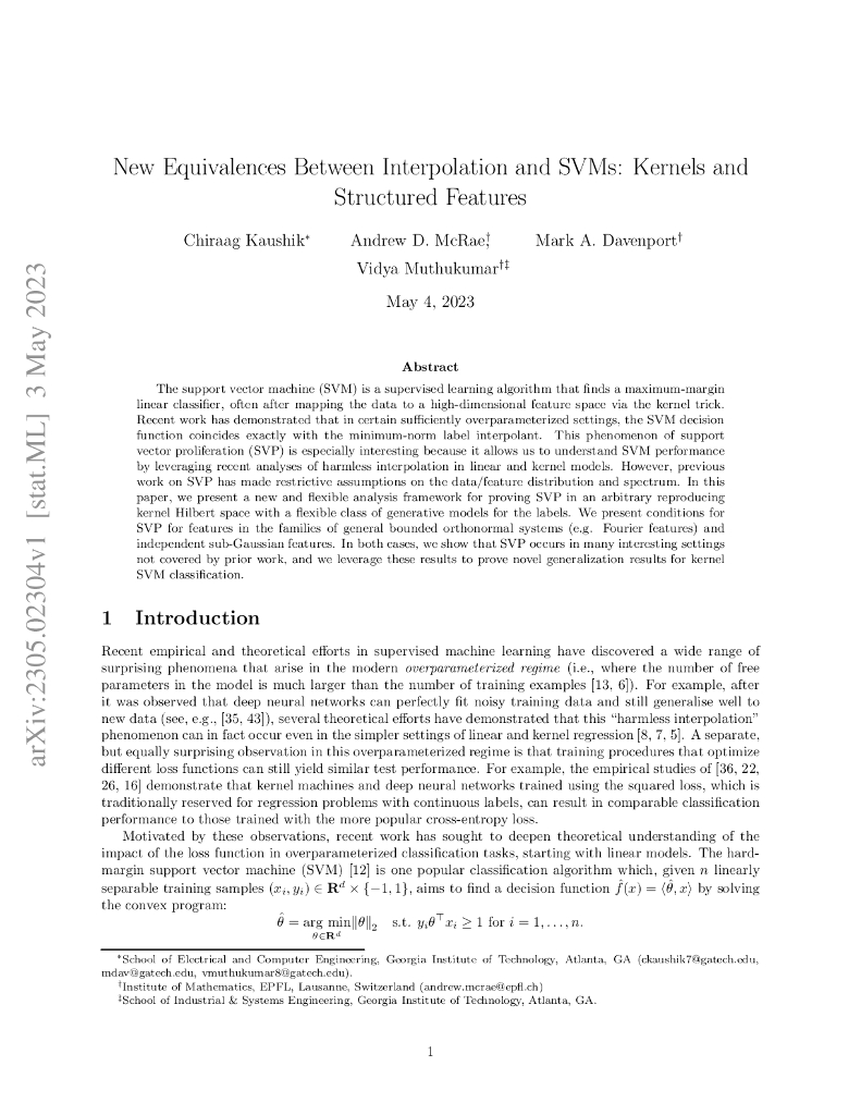 插值和 SVM 之间的新等效性：核和结构化特征（英文版）