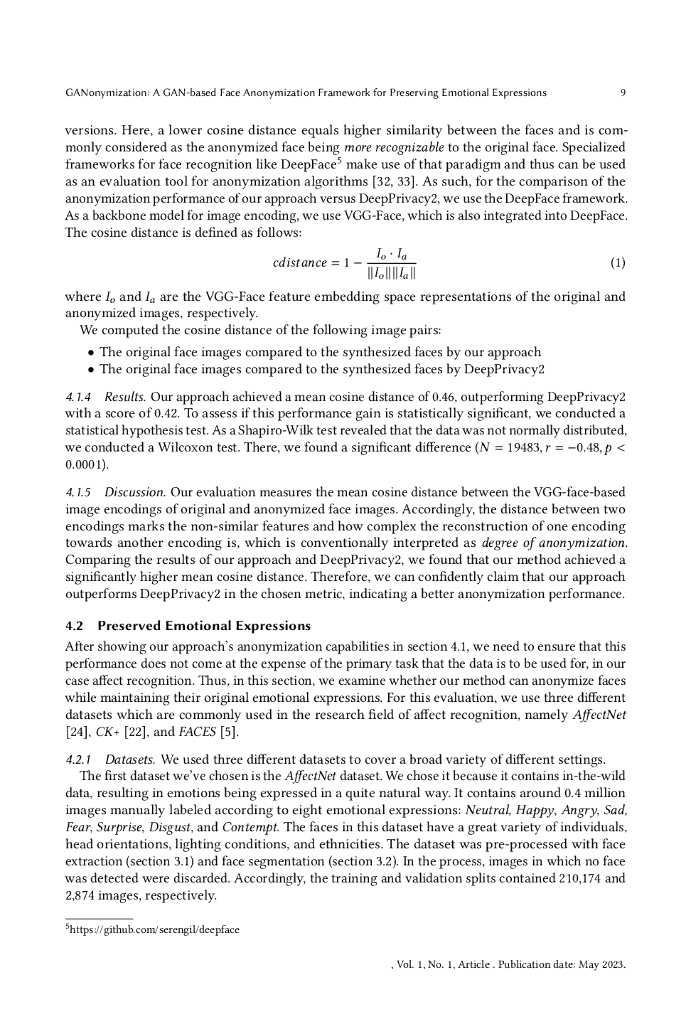 GANonymization: 基于 GAN 的人脸匿名化框架，用于保留情绪表达（英文版）_第9页