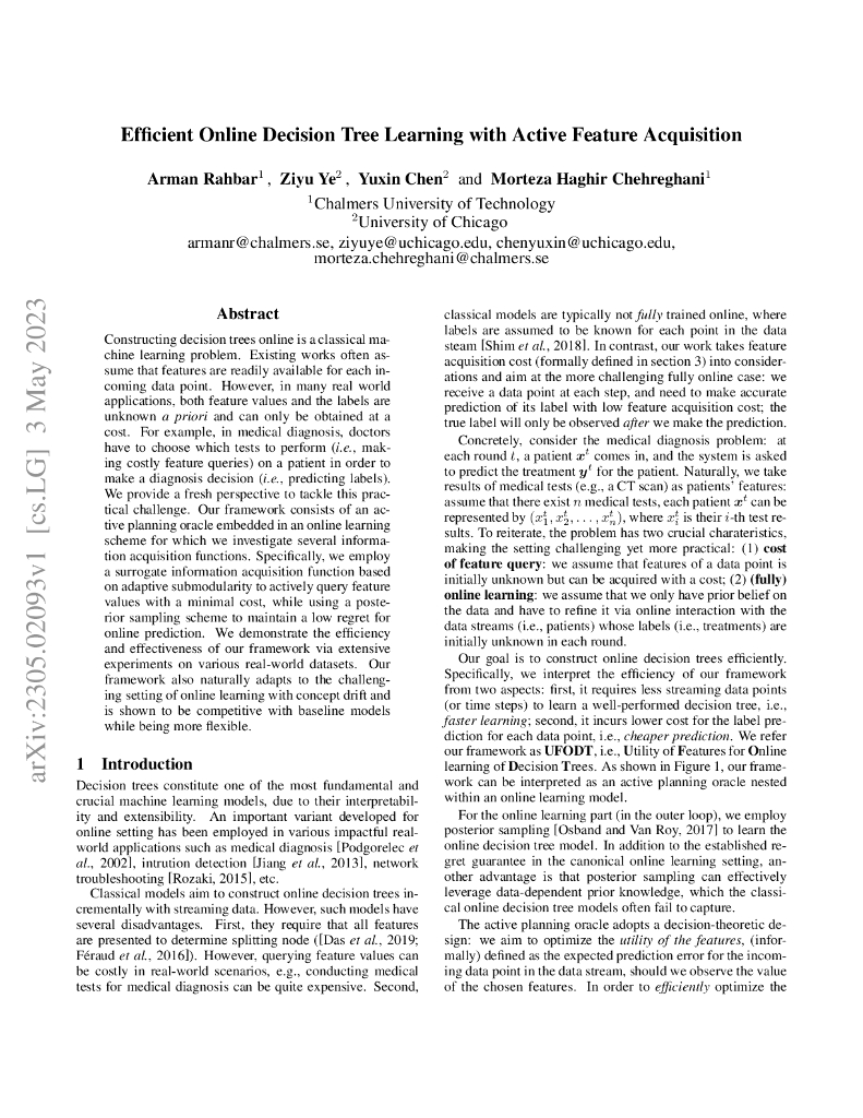 高效在线决策树学习与主动特征获取（英文版）