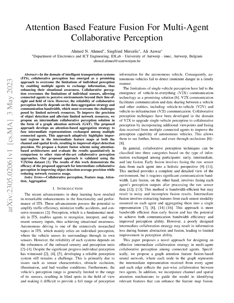 多智能体协同感知的注意力特征融合（英文版）