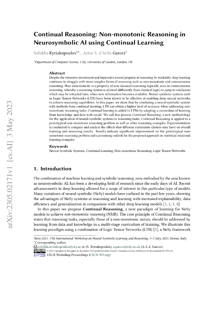 连续推理：利用连续学习在神经符号 AI 中进行非单调推理（英文版）