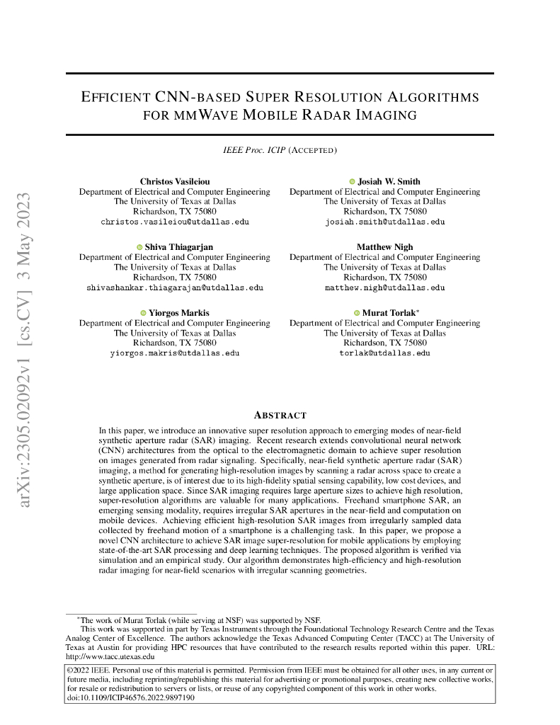 基于 CNN 的高效毫米波移动雷达成像超分辨率算法（英文版）