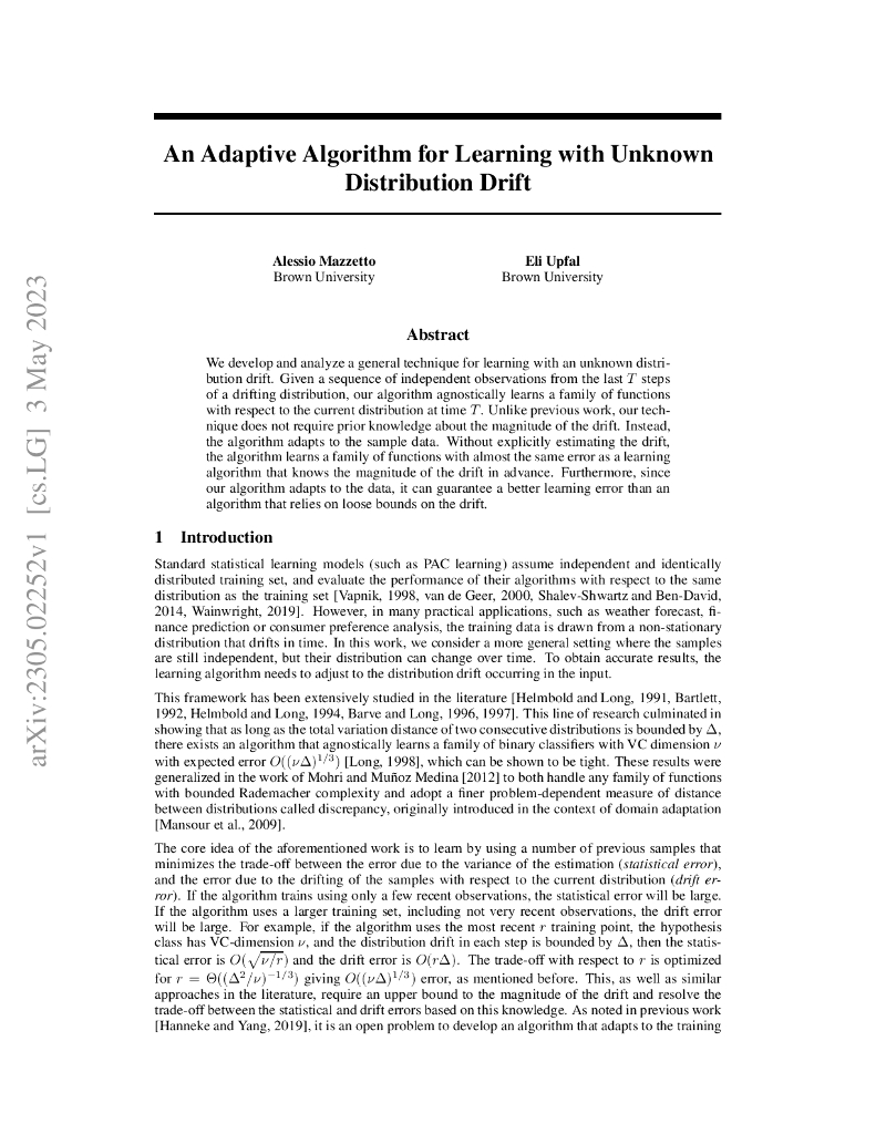 一种适应未知分布漂移学习的算法（英文版）