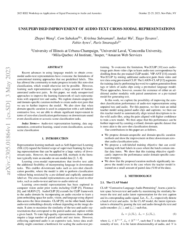 音频文本跨模态表示的无监督改进（英文版）