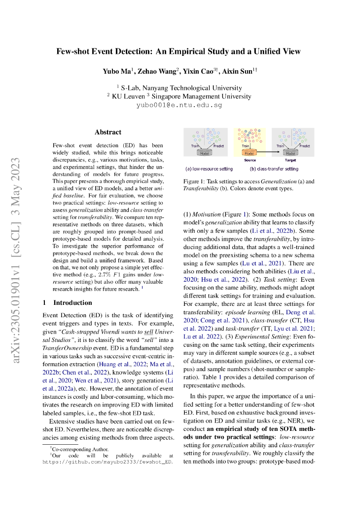 Few-shot Event Detection:一个实证研究与一个统一的视角（英文版）