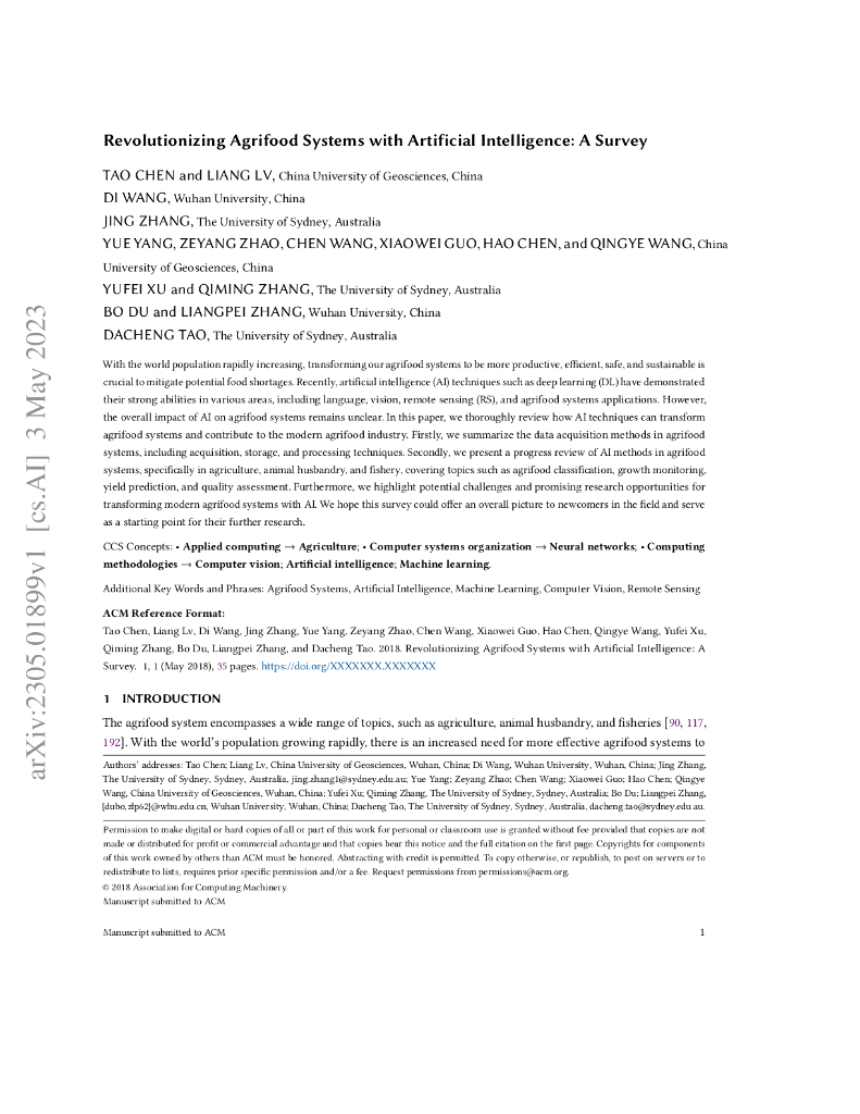 以人工智能推动农业食品系统革命：一项调查（英文版）