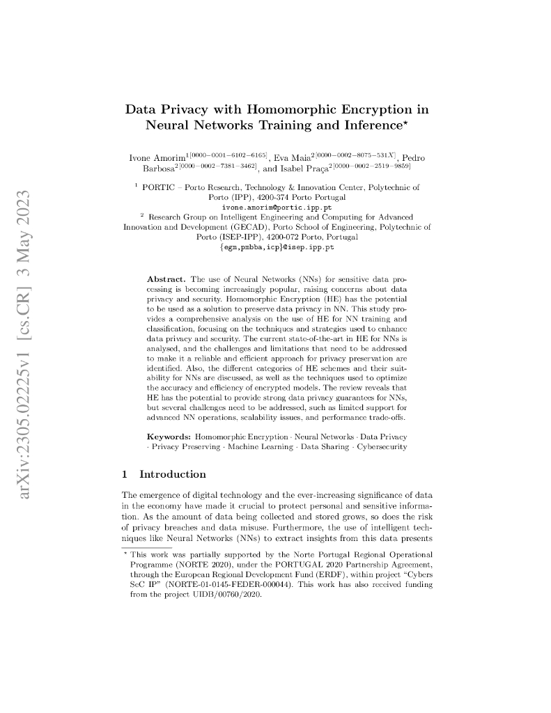 神经网络训练和推理中利用同态加密实现数据隐私保护（英文版）