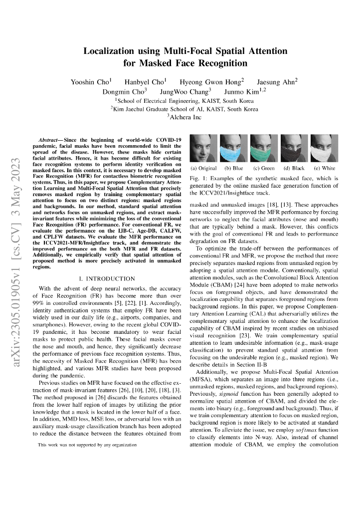 利用多焦点空间注意力进行口罩人脸识别的定位（英文版）