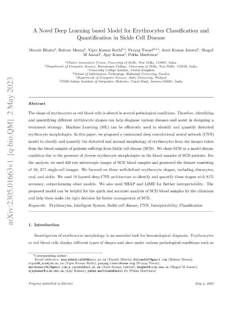 镰状细胞病红细胞分类和计量的一种新型深度学习模型（英文版）