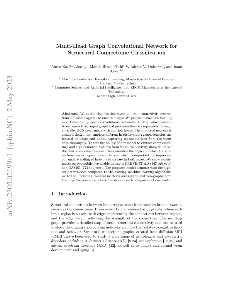 多头图卷积网络用于结构连接组分类（英文版）