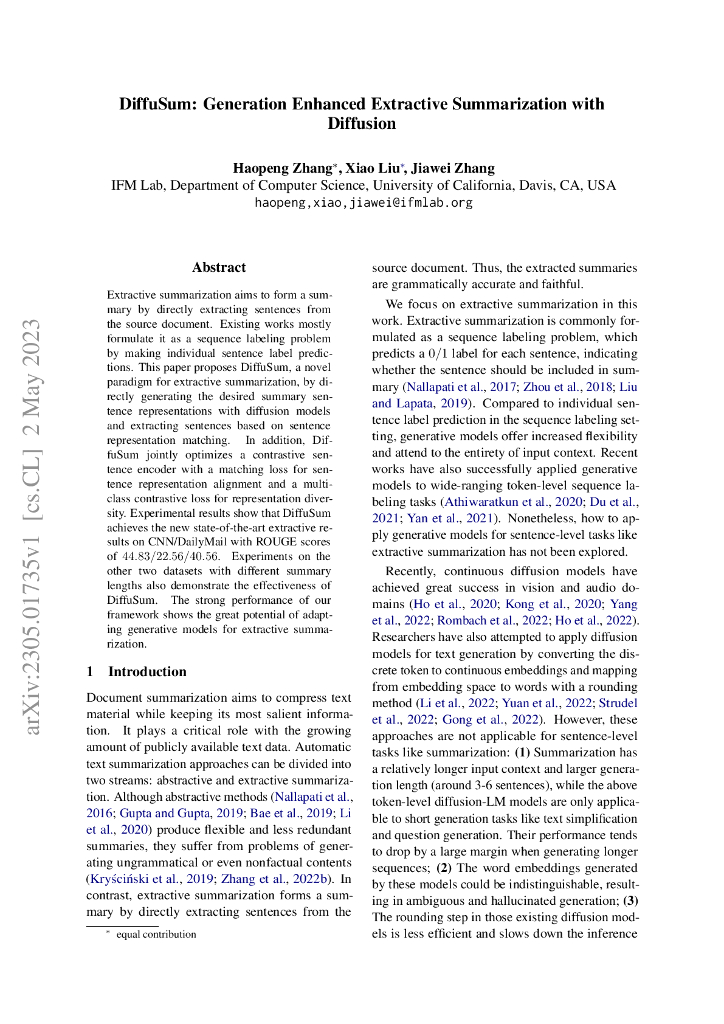 DiffuSum:借助扩散增强的抽取式摘要生成（英文版）