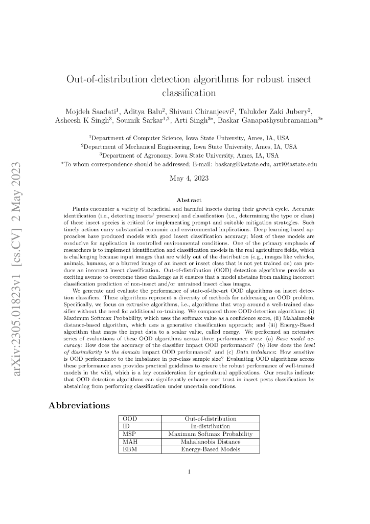 用于稳健昆虫分类的越界检测算法（英文版）