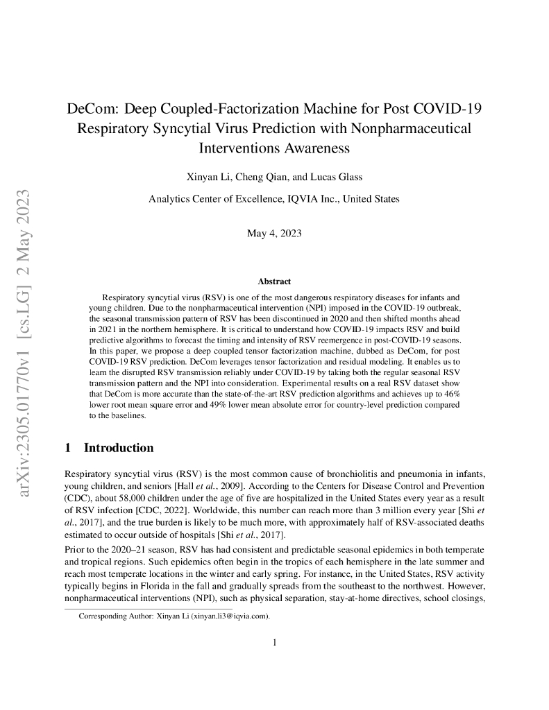 DeCom:基于深度耦合分解机的 COVID-19 后呼吸道合胞病毒预测，考虑非药物干预因素（英文版）