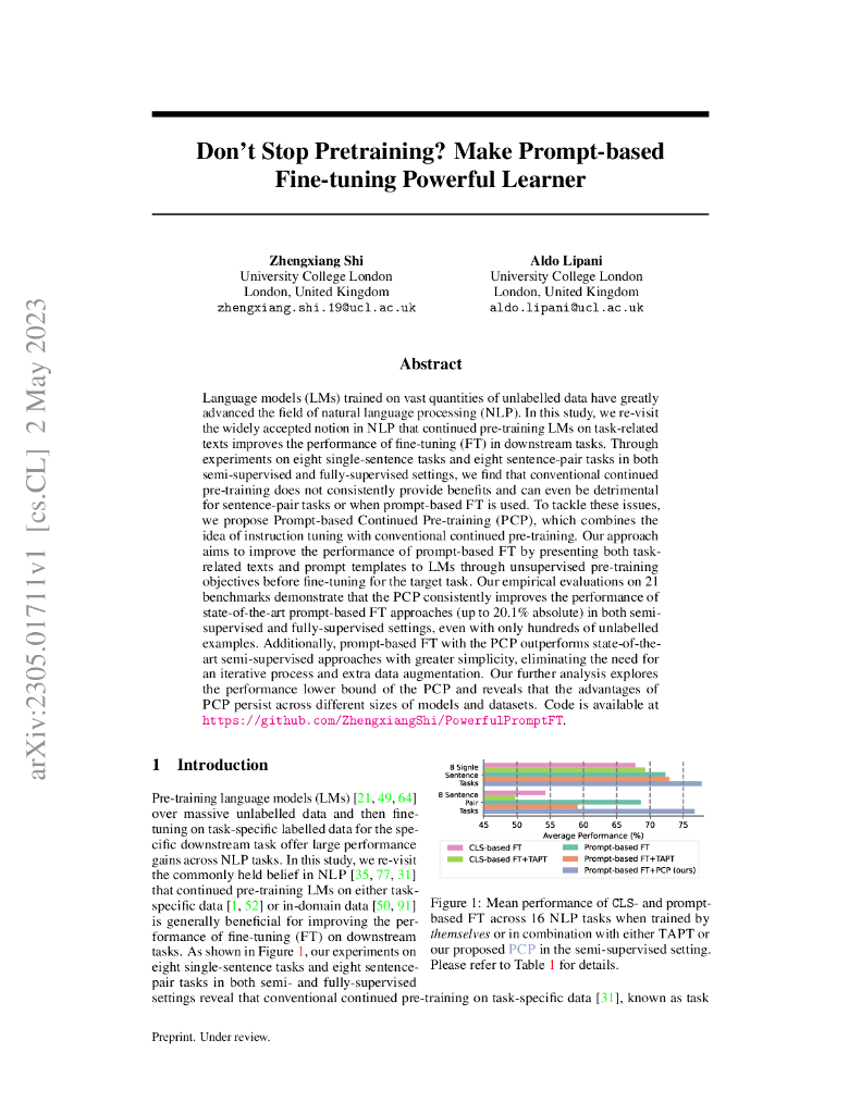 不要停止预训练？使基于提示的微调更加强大的学习者（英文版）