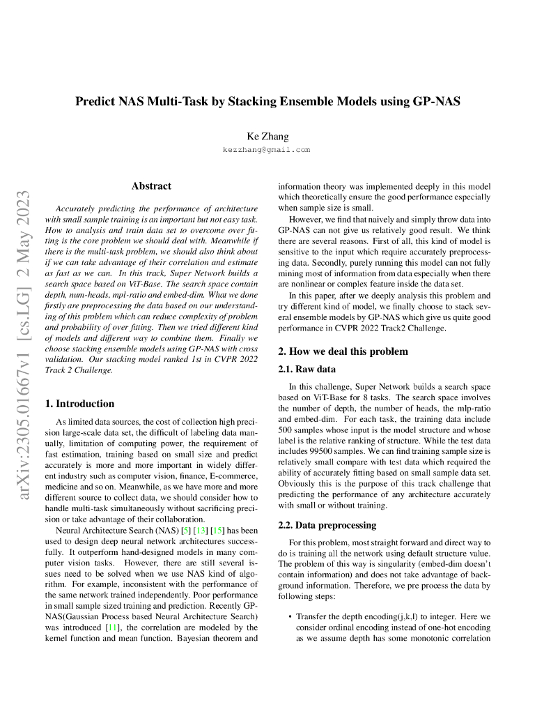 使用 GP-NAS 堆叠集成模型预测 NAS 多任务（英文版）