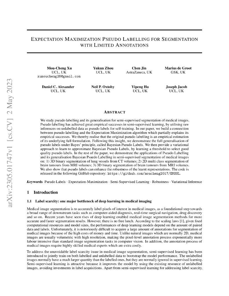 基于期望最大化的伪标注算法在有限注释分割中的应用（英文版）