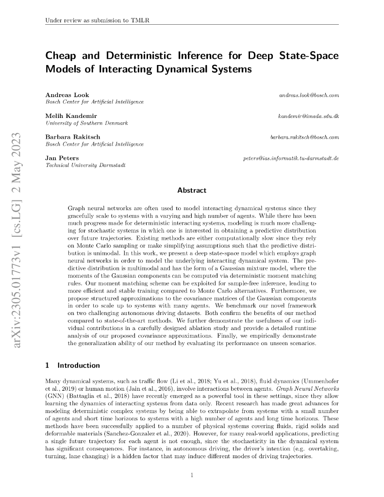 交互动力系统的深度状态空间模型的廉价和确定性推理（英文版）