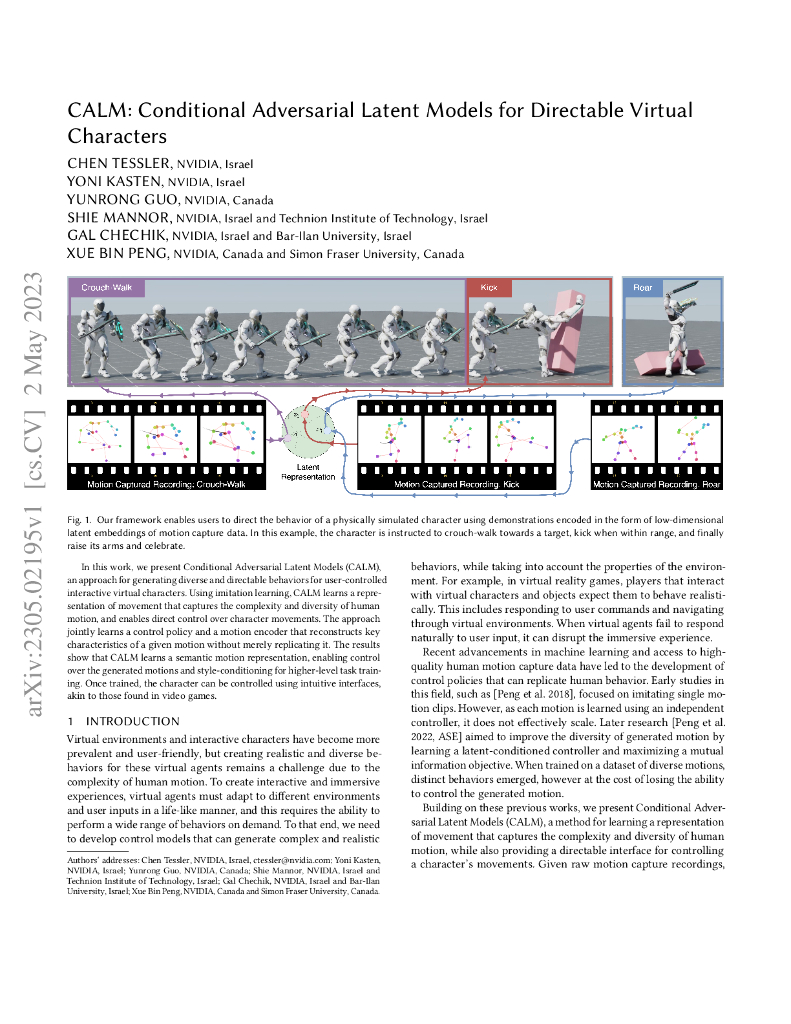 CALM：用于可导的虚拟角色条件对抗潜在模型（英文版）