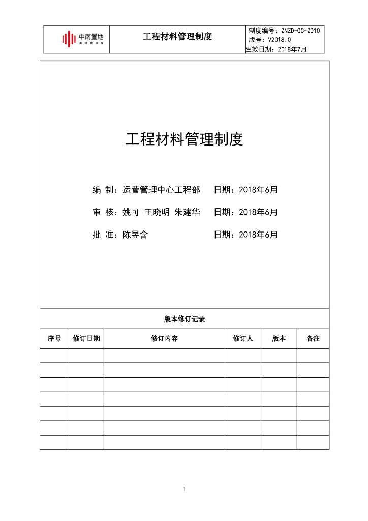 工程材料管理制度