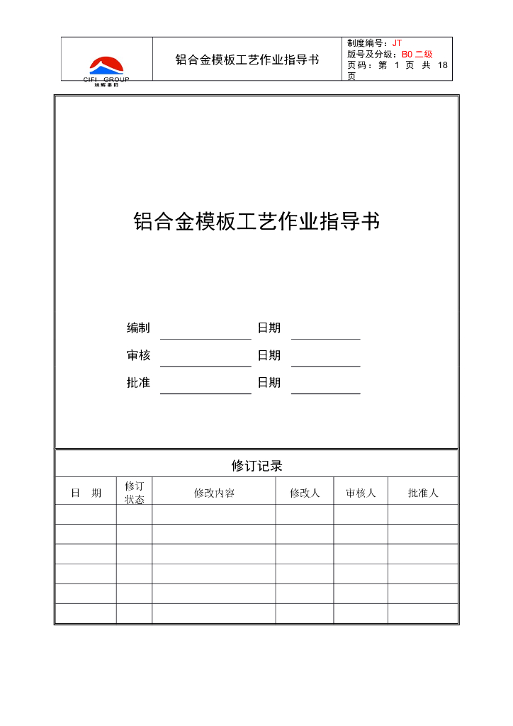 铝合金模板工艺作业指导书