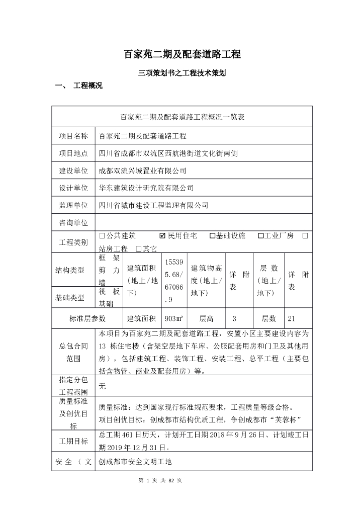 住宅及配套道路工程施工技术策划（91页）