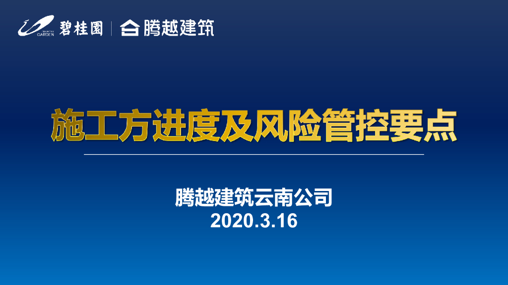 施工方进度及风险管控要点（2020年）