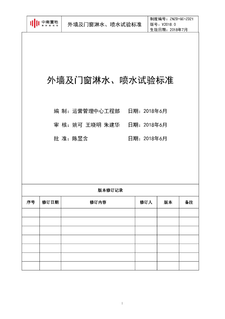 外墙及门窗淋水、喷水试验标准