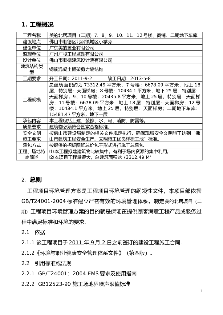 [佛山]建设工程住宅项目环境管理方案