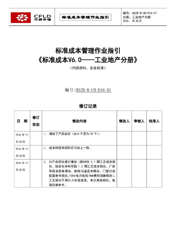 工业地产标准成本管理作业指引