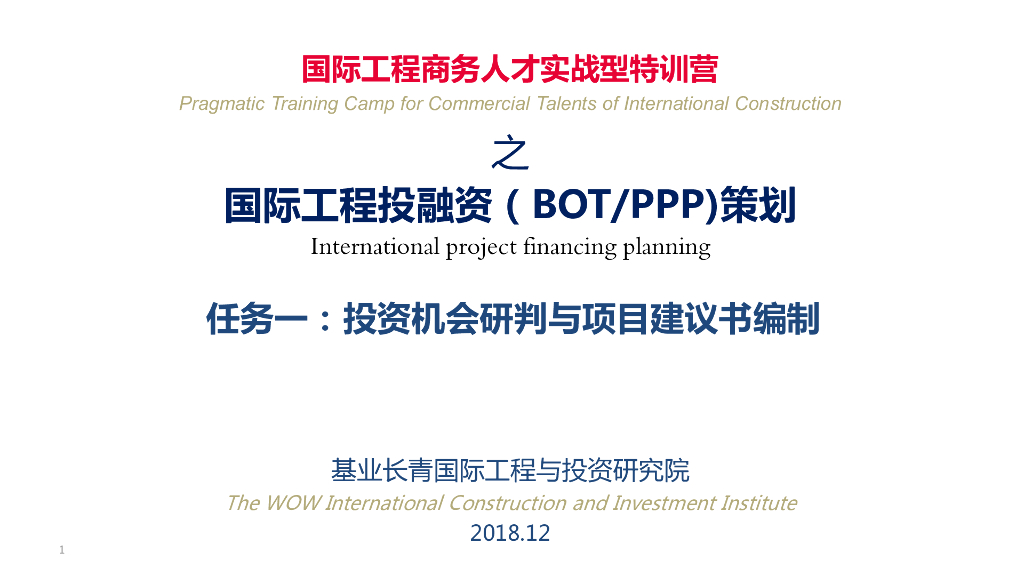 国际工程投融资（BOT/PPP)策划（127页）