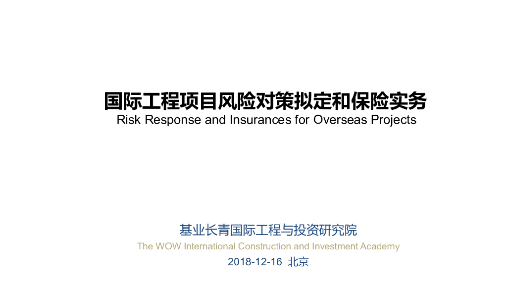 国际工程项目风险对策拟定和保险实务（85页）