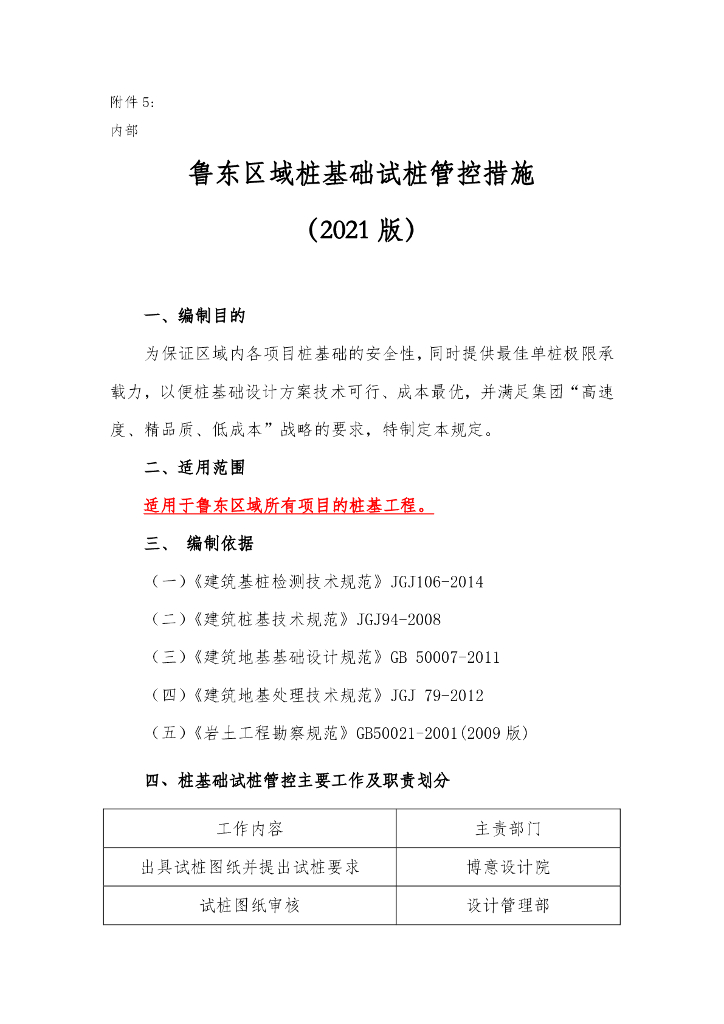 鲁东区域桩基础试桩管控措施（2021年）
