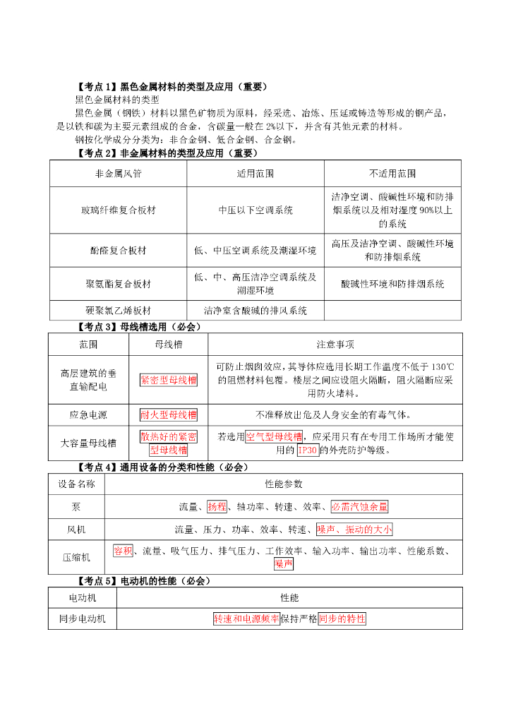 一级建造师机电实务考点速记手册