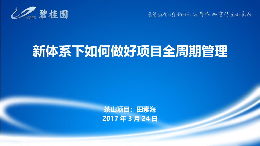 知名企业新体系下项目全周期管理（PPT）