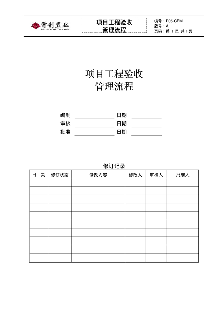 房地产项目工程验收管理流程