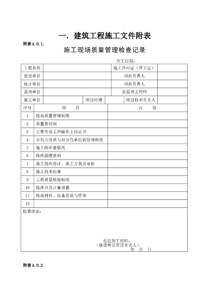 装饰装修资料表格（直接套用）