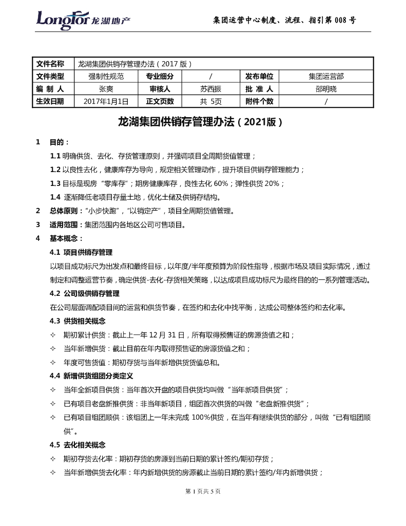 地产运营资料之龙湖地产货值管理