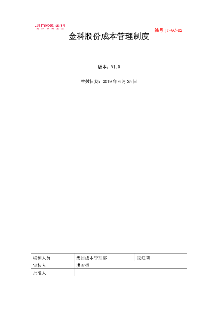 知名地产公司成本管理制度（71页）