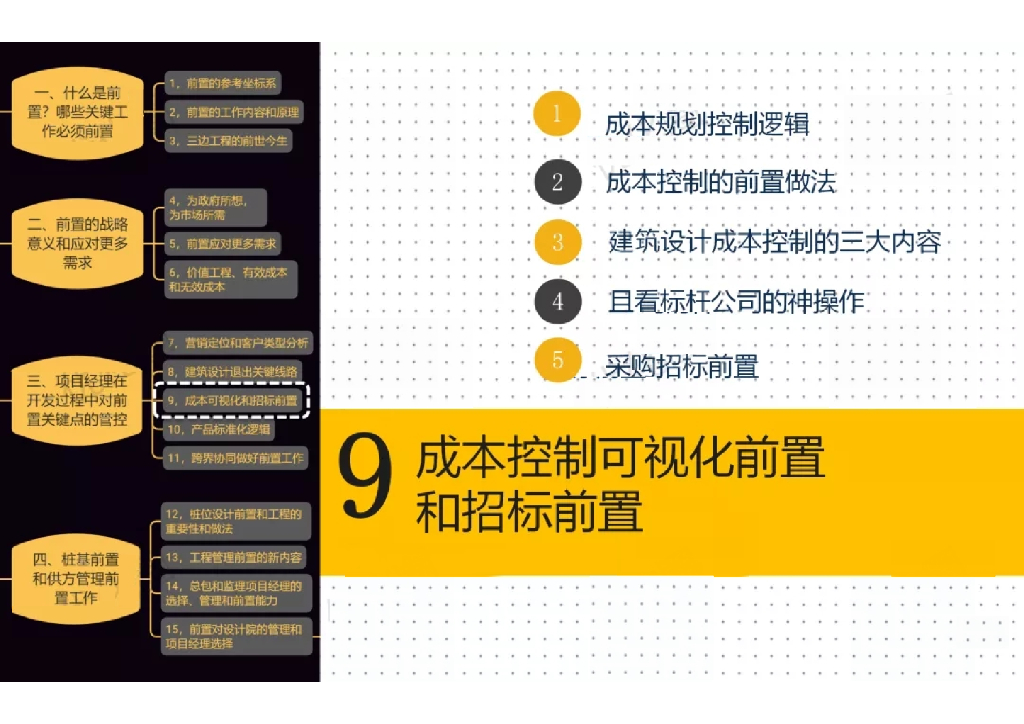 成本控制可视化前置和招标前置